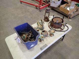 Assorted Antique and Brass Items and Decor  (E-1)