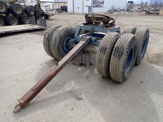 T/A Steer Dolly C/w Fifth Wheel Plate, 7ft Tongue And 12.00-20 Tires *Note: Cuts And Chips In Tires*