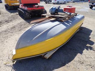 12ft X 44in Aluminum Boat C/w Evinrude 7 1/2hp Gas Outboard Motor, SN 7512-65104, Gas Tank And Paddles