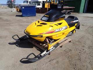 1997 Bombardier Rotax 500 MXZ Snowmobile C/w Bombardier Rotax Gas Engine And 15in (W) Track. Showing 02771kms. SN 127200293