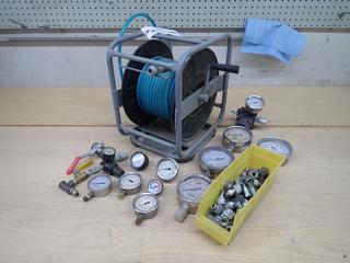Maximum Air Hose Reel C/w Hose And Assorted Gauges And Fittings