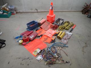 Qty Of Pylons C/w Marker Tape, Danger Tape, Measuring Tape And Assorted Supplies