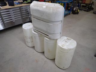 Qty of (4) 15-Gal Liquid Storage Jugs C/w LPG Cover