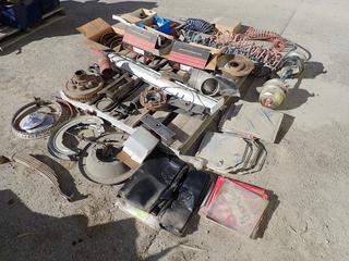 Qty Of Backing Plates, Air Hose, Hub Caps, Wheel Bearings, Leaf Spring And Assorted Supplies