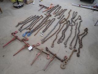 Qty Of Assorted Chains C/w Ratchet Boomers And Load Binders
