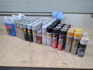 Qty Of Wheel Paint, Enamel Primer, Grey Primer, Undercoating Spray, Windshield Wash And Assorted Supplies