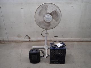 Mastercraft 240V Garage Heater C/w Mainstays 120V Ceramic Heater And Windermere 120V Fan