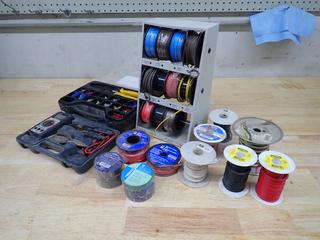 Qty Of Wire, Spool Rack, Electrical Tape, Terminal Connector Kit, Multi-Meter And Assorted Electrical Supplies