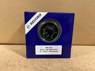 (10) HG163 Mechanical Dual Air Pressure Gauges, 10-150 PSI.