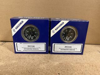 (2) HG166 Mechanical Vacuum Pressure Gauges, 2in-30in HG.