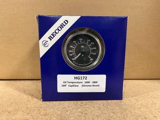 (8) HG172 Oil Temperature Gauges, 100-280 Degrees Fahrenheit, 144in Capillary, Chrome Bezel.
