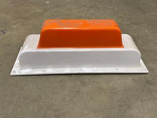 (7) Lexan Polycarbonate Box Top Lights, White with Orange Cap.