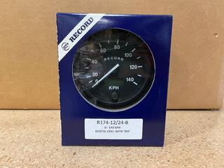 (12) R174-12/24-B Speedometers with Black Bezel, 0-140km/hr with Digital Odometer with Trip.
