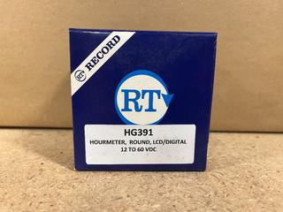 (10) HG391 Round LCD/Digital Hour Meter Gauges, 12-60 VDC.