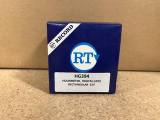 (10) HG394 LCD/Digital Rectangular Hour Meter Gauges, 12V.