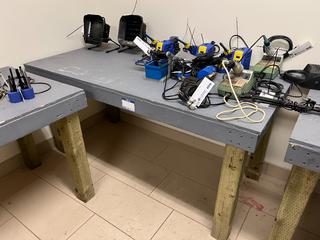 Wooden Work Bench, 64in x 30-1/2in x 30in. *Contents Not Included*