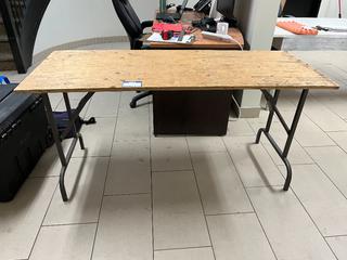 Folding Wood Table, 5ft x 29-1/4in x 2ft.