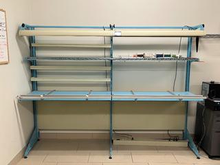 ESD Work Station w/ Shelving and Lights 97in L x 30in D x 73in H. *Other Sections Included*