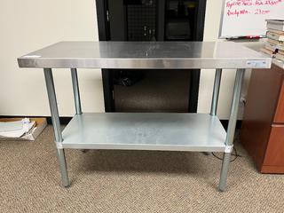 Stainless Steel Table with Shelf, 4ft x 2ft x 35in.