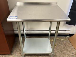 Stainless Steel Table with Shelf, 30in x 2ft x 34-1/2in.