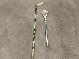 Right Handed Hockey Stick and LaCrosse Stick.