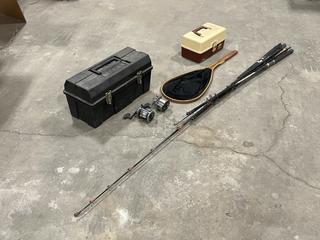 Assorted Fishing Gear c/w Rods, Reels, Tackle, Net, Etc.