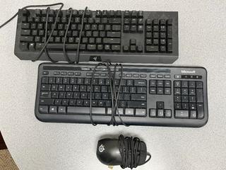 Black Widow X Chroma Mechanical Keyboard, Microsoft Keyboard and Mouse.