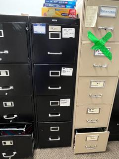 Metal 4-Drawer Filing Cabinet 15in x 26 1/2in x 52 1/2in.