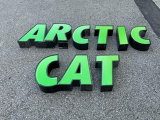 3D Arctic Cat Signs, Approx. 20in x 5-1/4in, *Damaged, Needs New LED Lights*