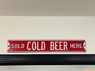 Metal "Cold Beer" Sign, 36in x 6in.