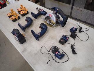 Ryobi Circular Saw, Drill, Impact Wrench, Flash Lights, Radio, *Note: Batteries Are Weak As Per Consignor* (F-1)