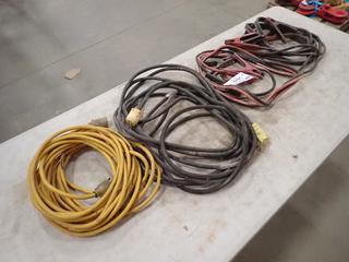 (2) Sets Of Booster Cables w/ (2) Extension Cords (E-2)