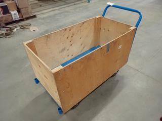 4 Ft. X 25 In. X 33 In. Portable Cart c/w Wood Crate Structure  (J-1-2) 