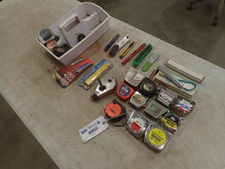 Qty of Assorted Measuring Tapes, Chalk Lines, Knives and Blades (K-2-3)