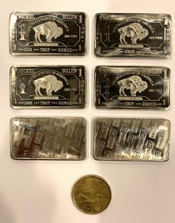 (6) 1 Oz. .999 Nickel Buffalo Bars **Located Offsite At 15222 135 Ave, Edmonton Call Chris For More Information 587-340-9961**