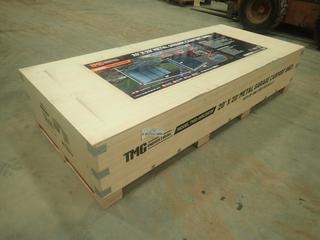 Unused TMG Industrial Model TMG-MSC2020F 20 Ft. X 20 Ft. Metal Garage Carport Shed w/ 10 Ft. Open Side Walls, 400 Sq. Ft. 27 Gauge Corrugated Panels