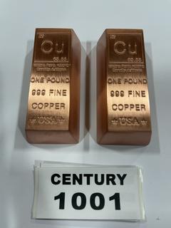 (2) 1 Lb. Copper Bars **Located Offsite At 15222 135 Ave, Edmonton Call Chris For More Information 587-340-9961**