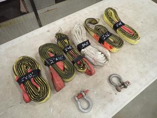 Qty Of Assorted Lifting Slings And Shackles Includes: (2) 10 Ft. X 2 In, (2) 8 Ft. X 2 In, (2) 6 Ft. X 2 In. And (2) Crosby 3 1/4-Ton Shackles (K-3-3)