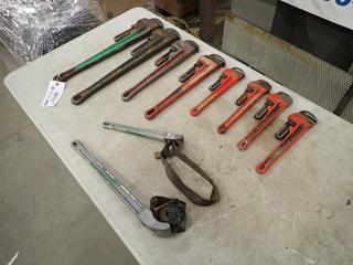 Qty Of Assorted Pipe Wrenches (F-1)