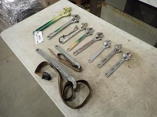 Qty Of Assorted Adjustable Wrenches (F-1)