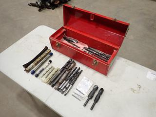 20 In. X 7 In. X 8 In. Toolbox c/w Qty Of Assorted Drill Bits  (D-2)