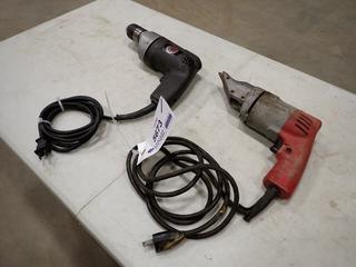 Milwaukee 120V 18-Ga Shear c/w Black & Decker 120V 1/2 In. Drill (E-1)