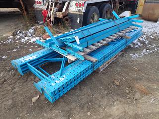 (3) 12 Ft. X 42 In. Pallet Racking Uprights c/w (6) 8 Ft. Cross Beams **Located Offsite at 21220-107 Avenue NW, Edmonton, For More Information Contact Richard at 780-222-8309**