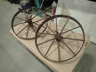 (2) 24 In. Antique Steel Wheels