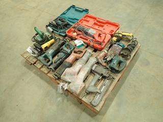 Qty of Assorted Power Hand Tools Including: Plate Joiner, Drills, Reciprocating Saws, Grooving Machine, Palm Sander And Jigsaw (M-4-1)