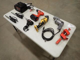 Motomaster Battery Charger, Black & Decker 18V Drill, Craftsman Drill, Dewalt Cordless Grinder, Soldering Gun And Soldering Irons  (D-2) 