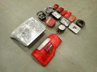 2012 Ford F-350 Driver Side Headlight c/w 2019 Ford King Ranch Drive Brake Light And Qty Of Assorted Trailer Lights