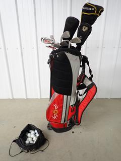 Set of John Daly Right Handed Golf Clubs c/w Bag and Balls. (9-D-1)