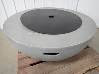 Unused Round Grey Outdoor Fire Table, 39-1/2in D x 16-3/4in H, Damaged.  (WH)