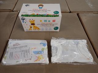 Pallet of 3-Ply Disposable Protective Child Face Masks, Approximately (2000) Per Box. (WH)